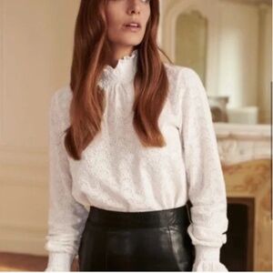 Sezane BLOUSE CATHY-  ecru cotton floral lace